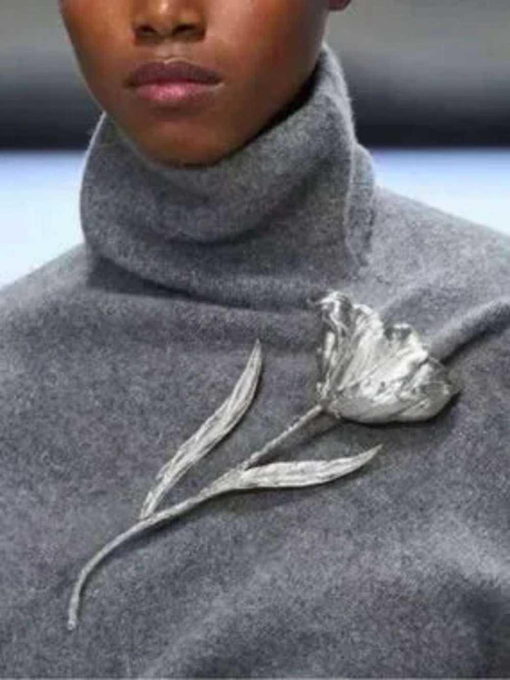 Sculptural Silver Bloom Brooch Modern Botanical Couture Pin